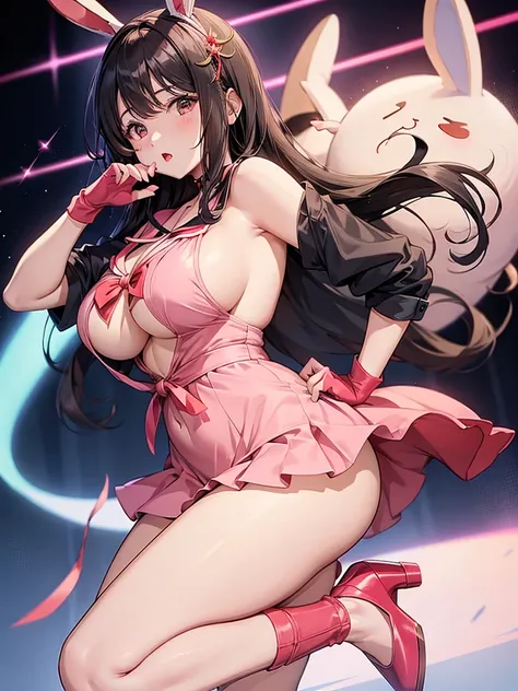 My Favorite 、Hoshino Ai、Big eyes、A cross shines in my eyes、Sing and dance、Very short mini skirt、White, fine skin、Obese、Very thick legs、Very big ass、Narrow waist、Ample breasts、Big Breasts、Flashy clothes、Dark pink lingerie、Sailor Suit Costume、Breasts overflo...