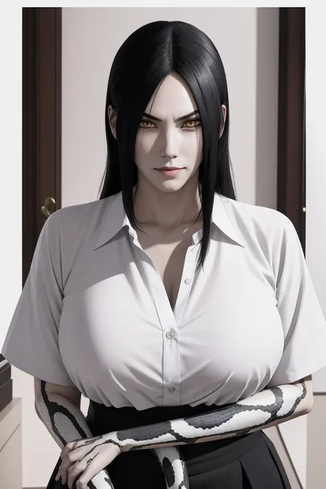 {-erro_de_anatomia:1.0} estilo anime, masterpiece, absurdities, orochimaru\(naruto\), 1girl solo, mature woman, oversized shirt ...