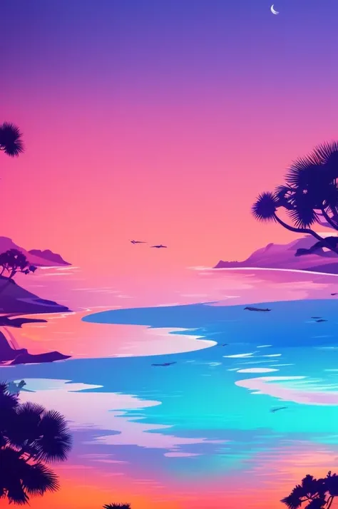 ocean, vectorartz, purple and orange colors