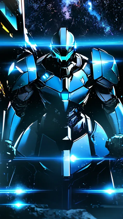 man in a blue suit, blue armor, neon armor, cyber fighting armor, water armor, cybernetic armor, shiny and elegant armor, shiny ...