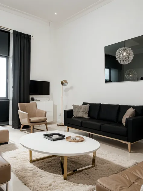 Create a contemporary and minimalistic living space that exudes elegance