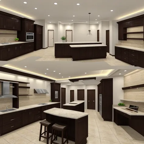 Drawing of the inside of a jewelry store with gray walls and a black counter 