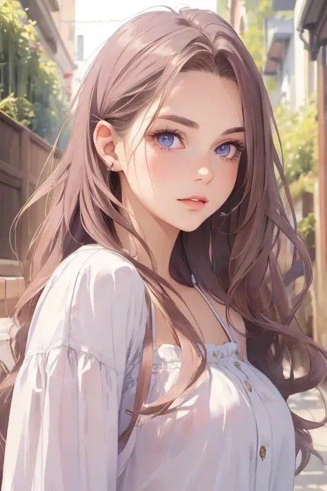 ((best quality)), ((masterpiece)), (detailed), realistic perfect face a cute 18 years old girl realistic lilac eyes, long colour...