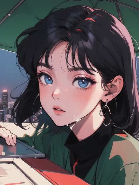 anime girl sitting on floor looking out window at city, anime aesthetic, anime vibes, Lofi Artstyle, Lo-fi portrait. anime, Lofty Girl, anime art wallpaper 4 k, anime art wallpaper 4k, anime art wallpaper 8 k, anime background art, Lofi Color, Lofi Art, an...