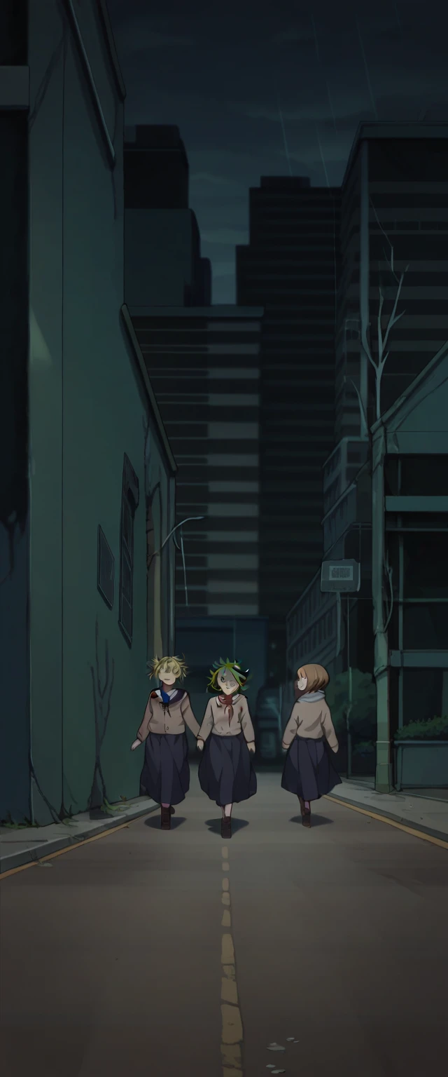 Himiko Toga, Tatsumaki y Ochako Uraraka walking down the street (3 girls walking) 