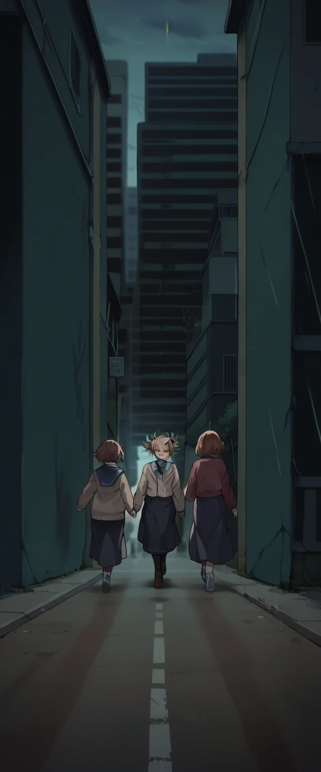 Himiko Toga, Tatsumaki y Ochako Uraraka walking down the street (3 girls walking) 