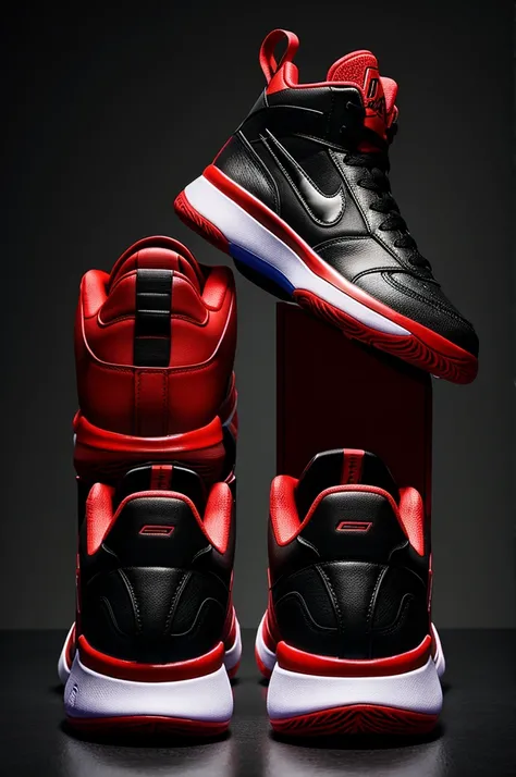 Various basketball shoes black background image red peacock 