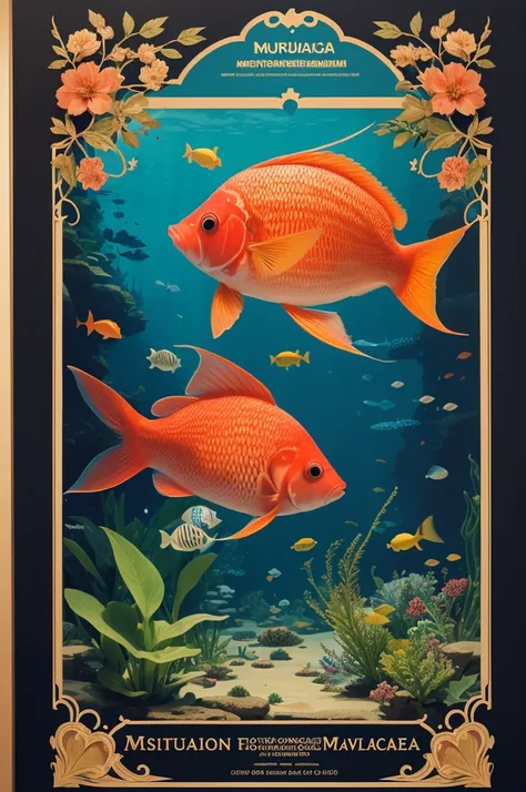 A poster promoting the "First Muriaé Ornamental Fish Exhibition". 