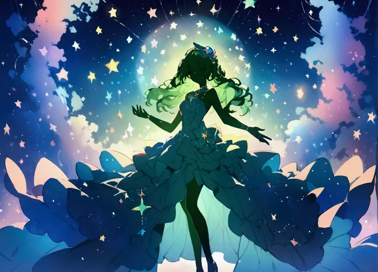 Dream world,Connecting with the universe,One girl,smile,green,mystery