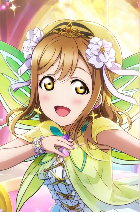 hanamaru kunikida、one woman、cross your arms above your head、fairy wings、