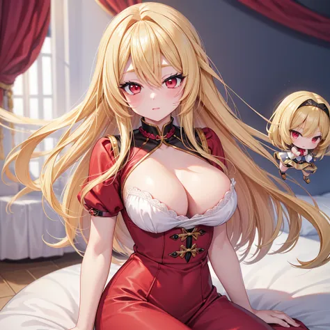 beautiful blonde girl with red eyes, , criar imagem fiel ao prompt fonte do anime sono bisque doll marine kitagawa ((i&#39;m bis...