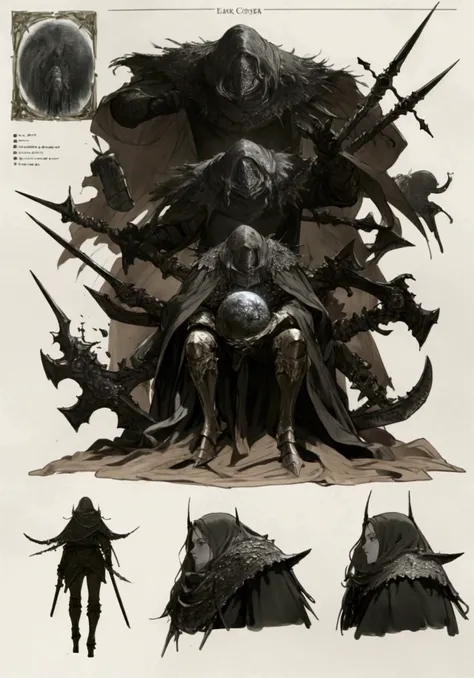 elden ring, dark souls, concept art sheet, items, weapons