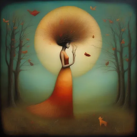 In the style of, Andy Kehoe, Tracy Grimwood. beautiful surreal abstract anatomy of beautiful young nymph, surreal abstract anatomy, surreal collage, meat, ethereal, dramatic, dancing, dreamy oil painting