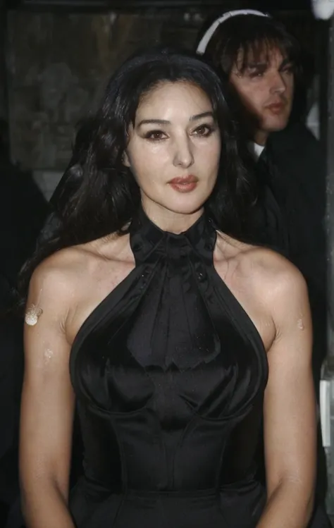 ((High quality photograph of mature Monica Bellucci , woman, m0n1c4b31u-smf, celebrity , actress, female   )), (( hyper realistic , high face details )),  extreme hot photo, ((glistening)) with sweat, posing sexualized((insanely detailed skin texture, dept...