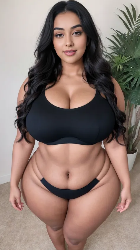 Radhika marchent Indian beautiful actress curvy plus size hour glass bulky huge figure woman, closeup camera view, big huge m-cup breast, wearing SHEIN VCAY Plus Size Womens Gradient Color Camisole Tank Top, covered Bust , elegant standing position, eye co...