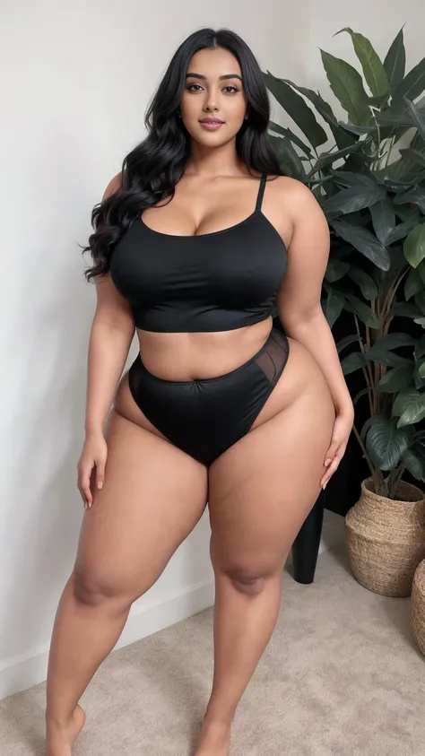 Radhika marchent Indian beautiful actress curvy plus size hour glass bulky huge figure woman, closeup camera view, big huge m-cup breast, wearing SHEIN VCAY Plus Size Womens Gradient Color Camisole Tank Top, covered Bust , elegant standing position, eye co...