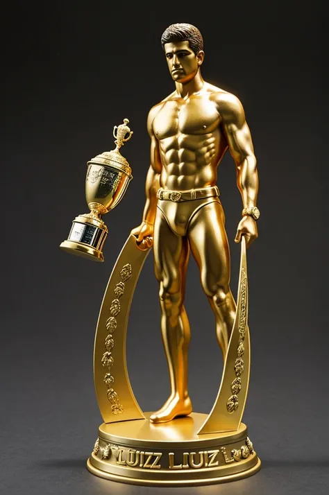 A trophy with the figure of Luis Diaz