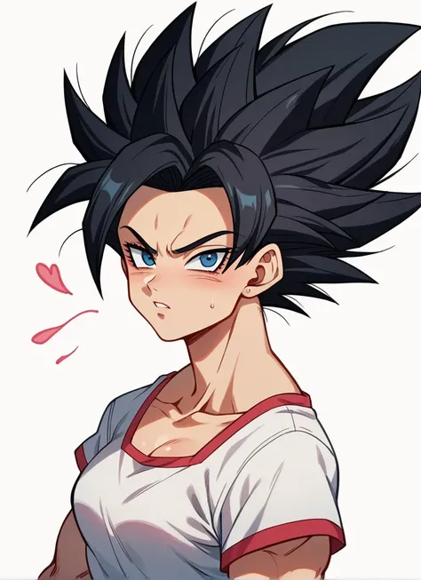 a drawing of a woman with very long hair and a pink blouse, saiyan girl, wild and spiky black saiyan hair, female goku, akira to...