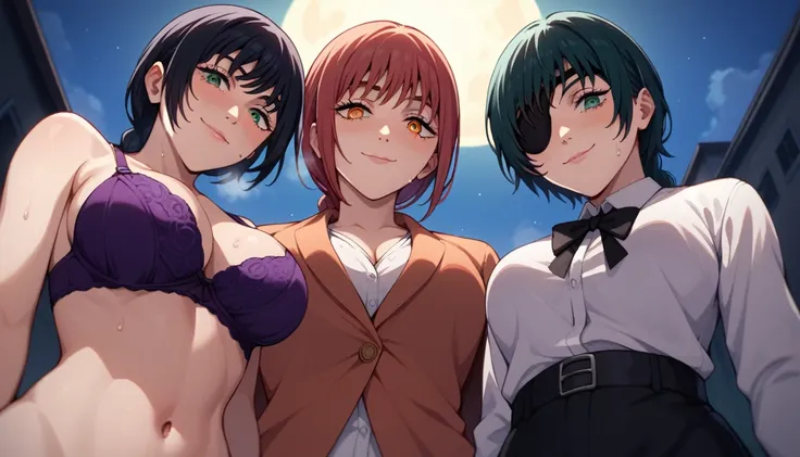 mature female, mature, adult, himeno, himeno(chainsaw man), makima, makima(chainsaw man), 2girls, black hair, short hair, braide...