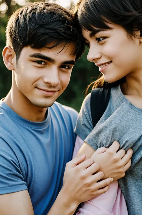 Couple of boy and girl embracing