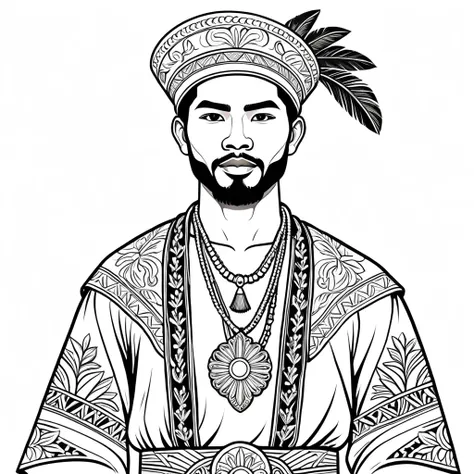 man in philippines folk outfit, vector graphics, strong contours
