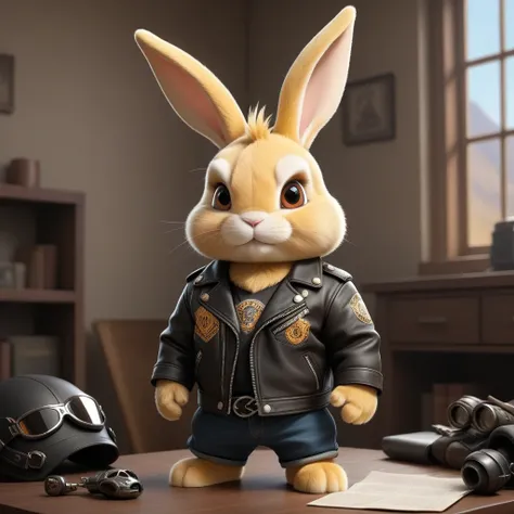 cartoon of (a tough rebel golden bunny dressed as a biker gang, leather jacket, Mohican:2.5), looking ahead at viewer, Symmetrical, chromatic fantasy, highy detailed, 8k, digitalpainting, oil painting, illustration, conceptual artwork, sharp focus, volumet...