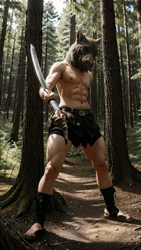 swrlsinske, holding a katana in forest