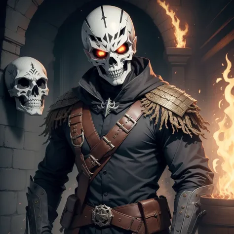 Man Wearing Skeleton Mask, Commander outfit, war