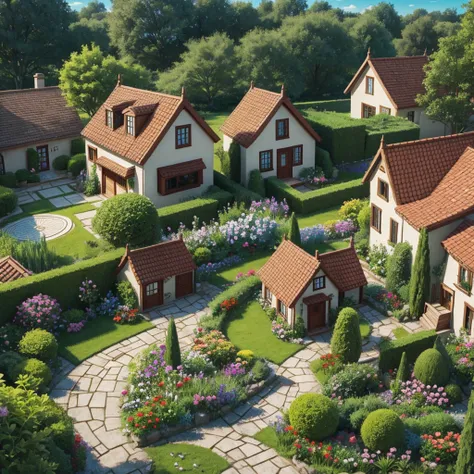 Cartoon house with garden
