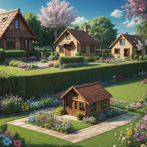 Cartoon house with garden
