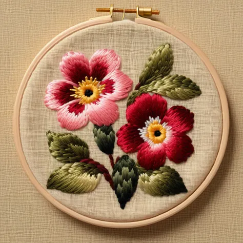 a photo of needlepoint - 8k, very simple, flower