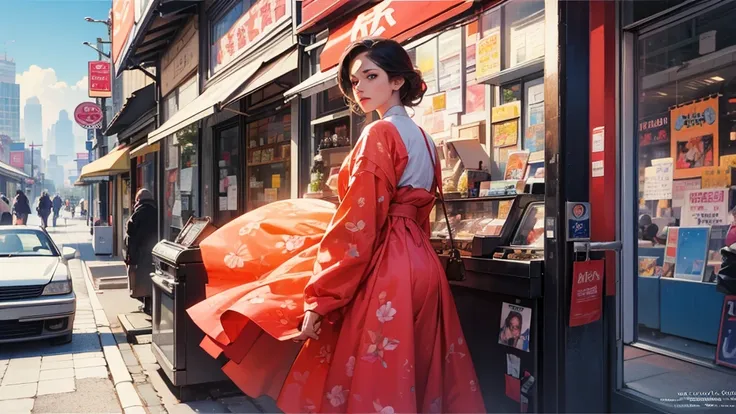 art nouveau tokyo summer streetwear street scene by craig mullins and kevin wada collage illustration