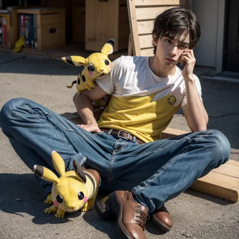 Man sits on pika