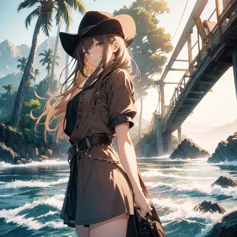 masterpiece, best quality, solo,1girl,looking at viewer,outdoor, cowboy shot,sea,anime style,
 anne