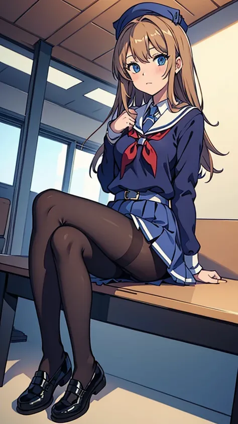 Pantyhose,high school girl,not shoes,Sitting