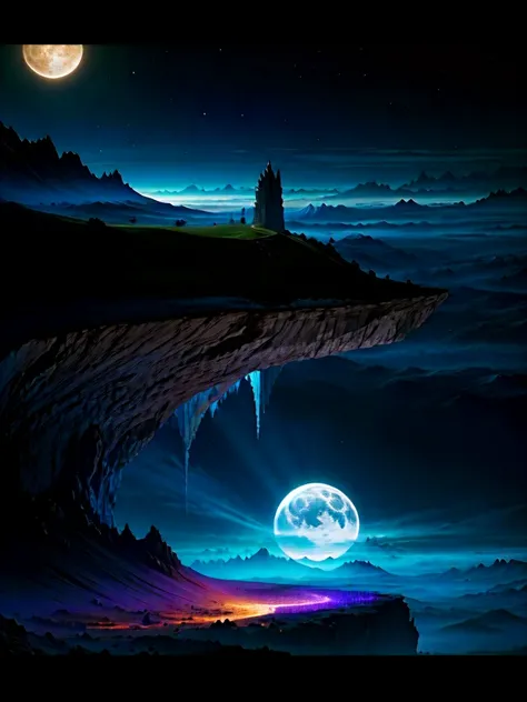 A beautiful mystical celestial landscape, a breathtaking cosmic scene, glowing crescent moon, radiant sun, ethereal atmosphere, dramatic lighting, vibrant colors, surreal and dreamlike, intricate details, otherworldly, (best quality,4k,8k,highres,masterpie...