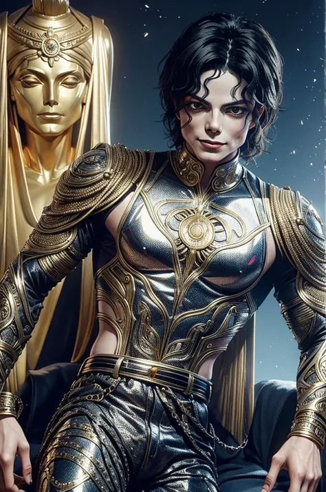 "generate an ai image depicting michael jackson as a mythical greek god, incorporating elements that capture the essence of his ...