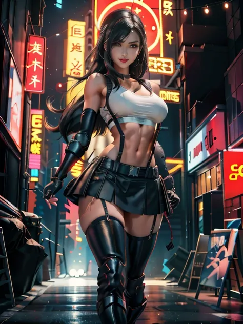 (8k, best qualityer, work of art:1.2), (realisitic, photo-realisitic), ultra detali, 1 girl,cute, standing alone, (tifa lockhart...