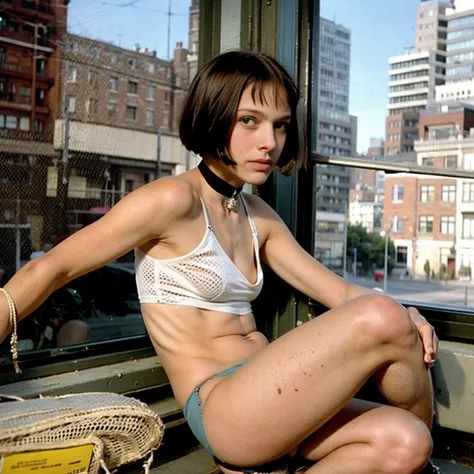 mathilda, there is a girl sitting on a window sill looking out, a picture by nan goldin, flickr, fantastic realism, aeon flux st...