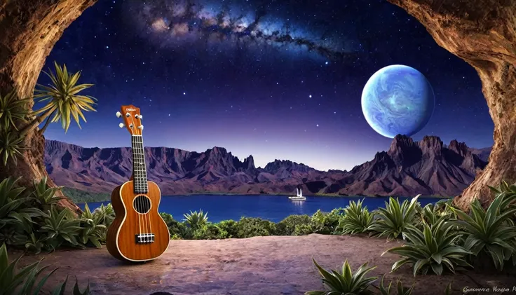 Ukulele, por Genevieve Naylor (planet Venus in the background)