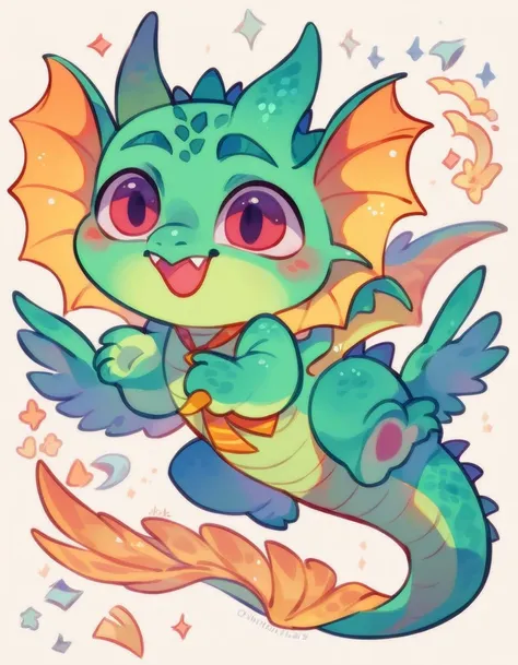 high quality, (dragon), (cute little dragon), (cartoon:1.3),(((chibi:1.2))),(pixar style:1.2),(cute expression:1.1), ((((red wit...