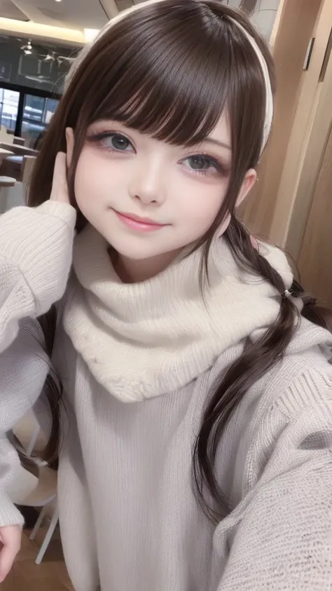 cute 21 year old japanese、Drink coffee in a café、Nice café、super detail face、pay attention to details、double eyelid、beautiful thin nose、sharp focus:1.2、Beautiful woman:1.4、(light brown hair,short hair、),pure white skin、highest quality、masterpiece、ultra hig...