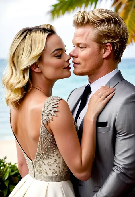 Actress Margot Robbie and Actor Christopher Egan as a couple and pure elegance 