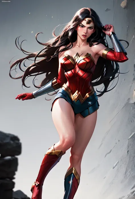 creates a hyper-realistic image based on the dceased comic series, of wonder woman