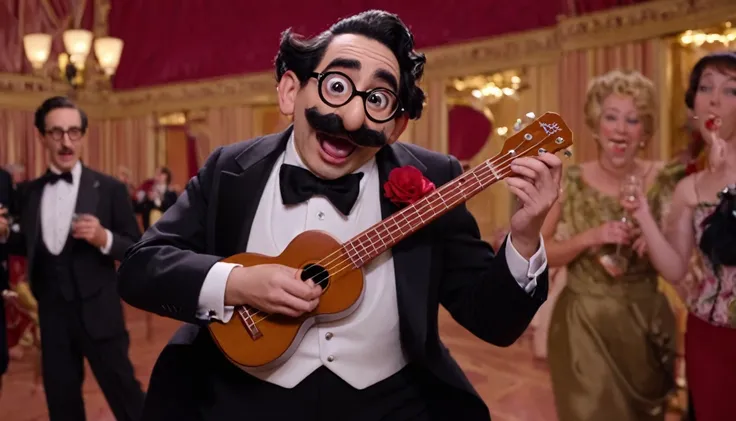 Groucho Marx( a night at the opera) playing Ukulele, by Genevieve Naylor 