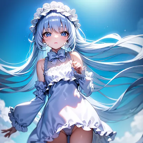 jellyfish girl   fantastic  silver hair   pale sky blue
  sky blue Lolita onepiece