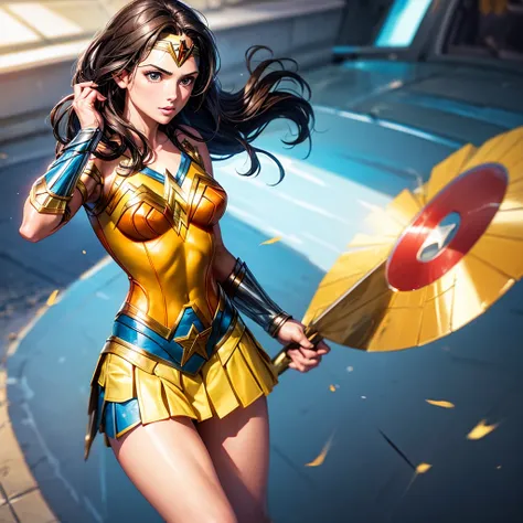 Wonder woman with the yellow shirt of the Brazilian team