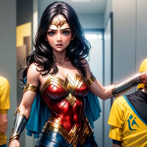 Wonder woman with the yellow shirt of the Brazilian team