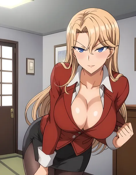 score_9, score_7_up, source_anime, anime screencap, break 1female, reikakurashiki, blonde hair, long hair, blue eyes, (large bre...