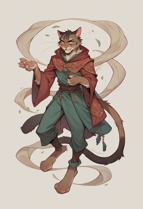 Wizard Cat, languid look, full length, catboy, furry